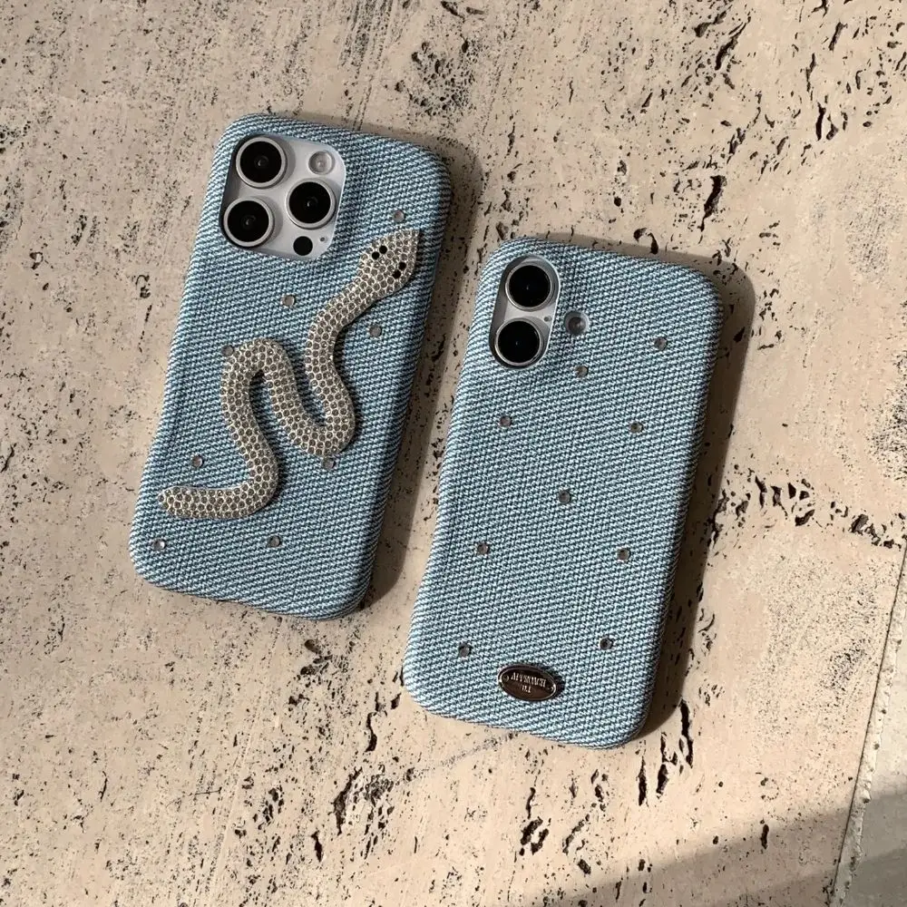 

Новый 3D-змеиный узор со стразами подходит для iPhone 15, чехол 12, 13, 14, 16, роскошный индивидуальный защитный чехол 16e с защитой от падения