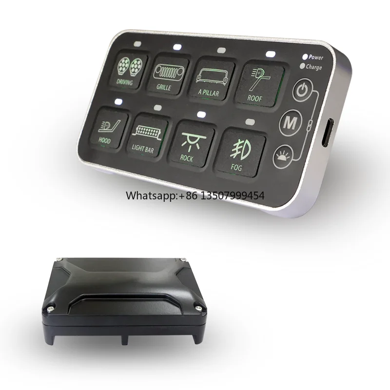 

Rip Dark 8 Gang Offroad Light Switch Panel 12V Multiple Function Wireless/Wire Control Switch Panel for Cars