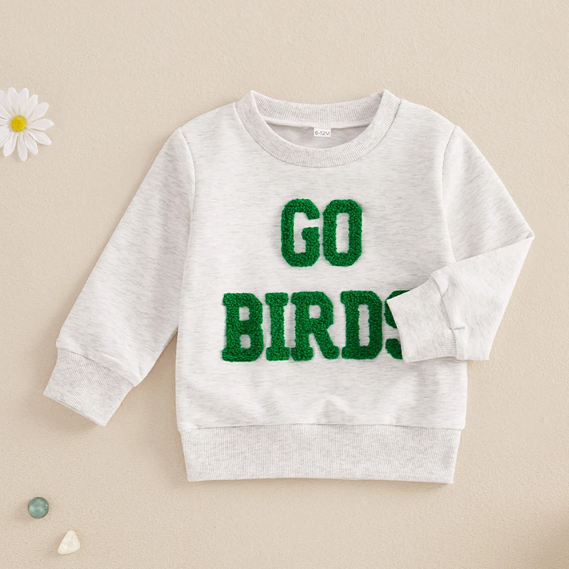 Sudadera de manga larga con bordado de letras para niño y niña, jersey de cuello redondo, Tops sueltos, otoño