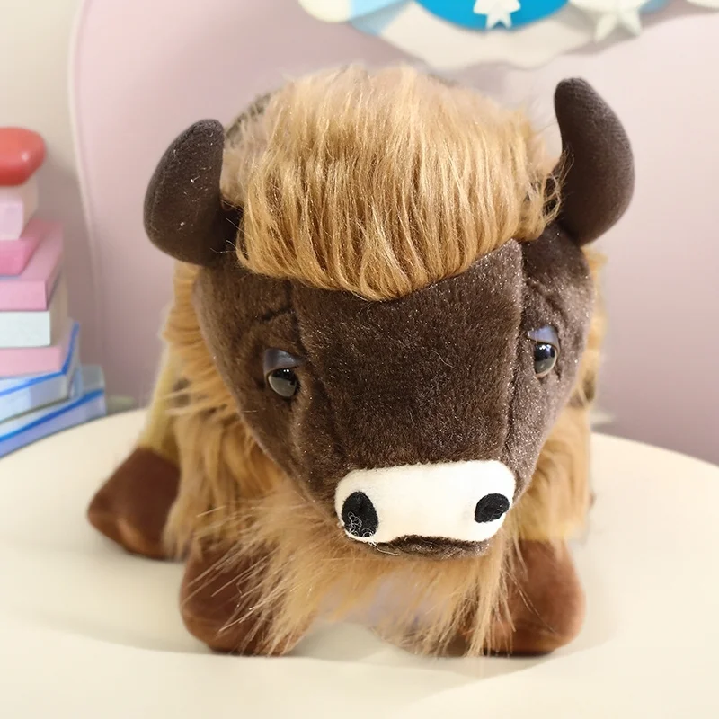 25–35 cm INS wie echtes Bison-Plüschtier, Stofftier, Wildtier, Rinder, simulierter Büffel, Heimdekoration, Geburtstagsgeschenke für Kinder und Mädchen