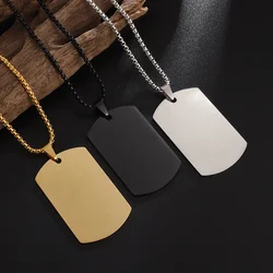 Hip Hop Military Style Stainless Steel Dog Tag Pendant Necklace for Men Women Gold Plated Personalized Id Card Name Jewelry