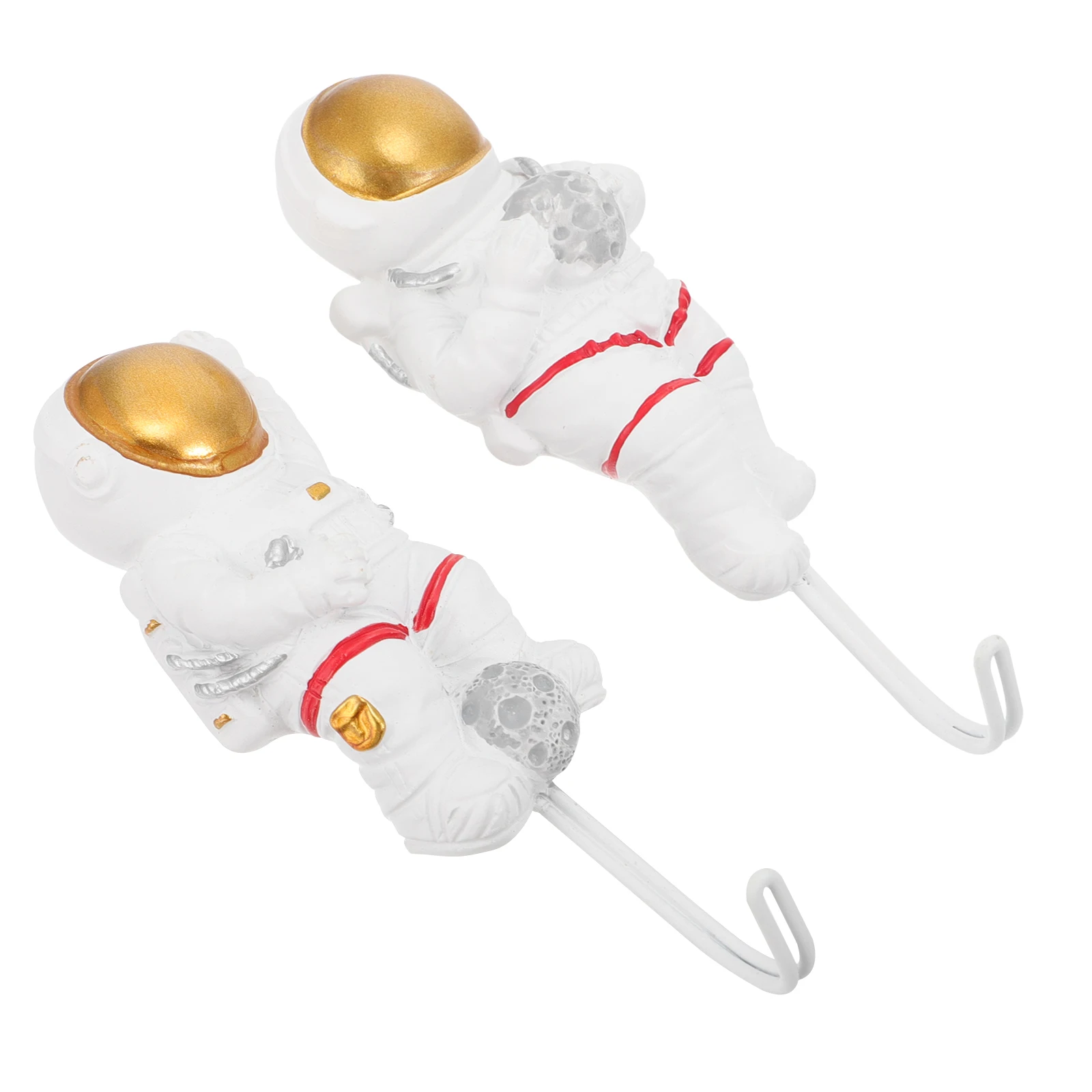

2 Pcs Astronaut Hook up Small Sticky Clothes Gift Outdoor Adhesive Hooks Resin Child Coat Hangers
