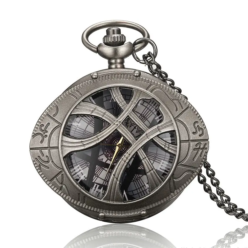 10 pz/lotto Creativo Vintage Hollow Eye Ciondolo Orologio Al Quarzo Souvenir Maglione Catena Donna Uomo Orologi Da Tasca Con Regalo di Personalità