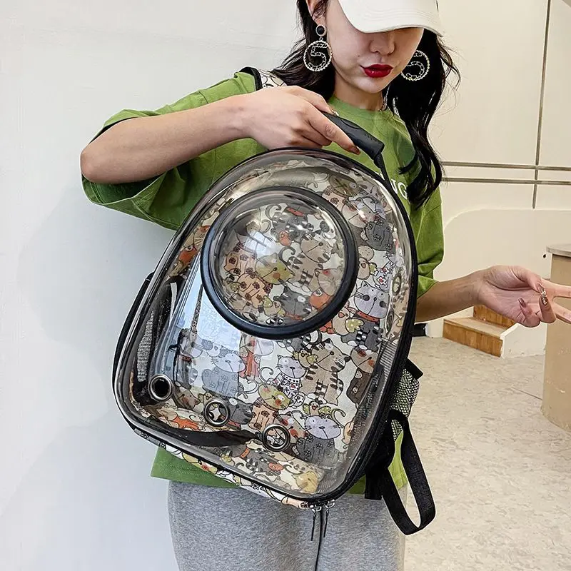 Transparent Pet Backpack Space Capsule Portable Cat Carrier Bags Transport Breathable Waterproof Handbag Outdoor Travel Product