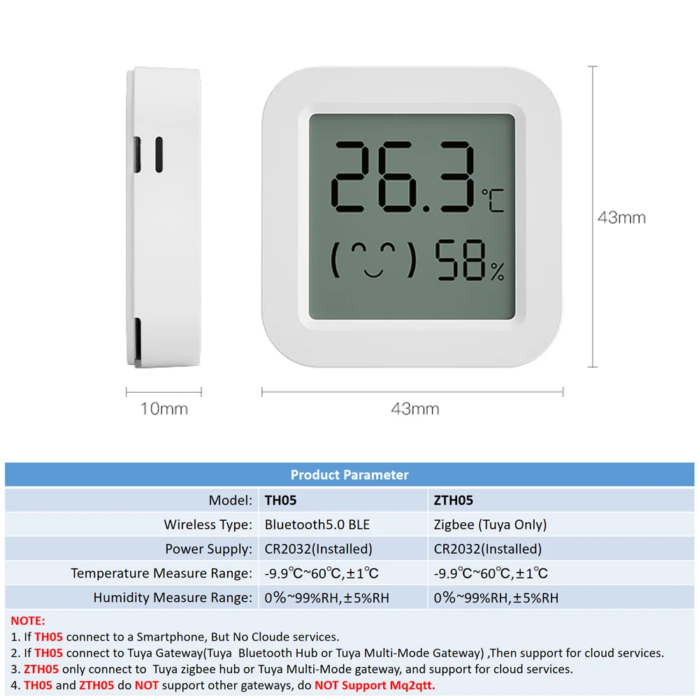 Sensor de temperatura y humedad Tuya, Mini pantalla Digital LCD, Compatible con aplicación Bluetooth, Control remoto, termómetro, higrómetro