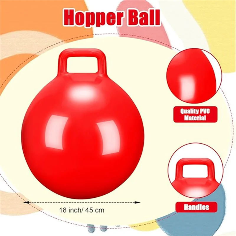 Rtshe-brinquedo infantil de pvc com alça, bola elástica, bola elástica inflável com alça, bola de salto