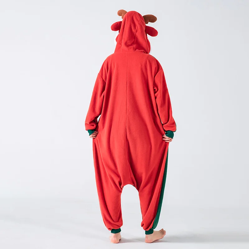 Kigurumi-Mono de ciervo de Navidad para adultos, pijamas para hombres y mujeres, disfraz de Cosplay de Año Nuevo