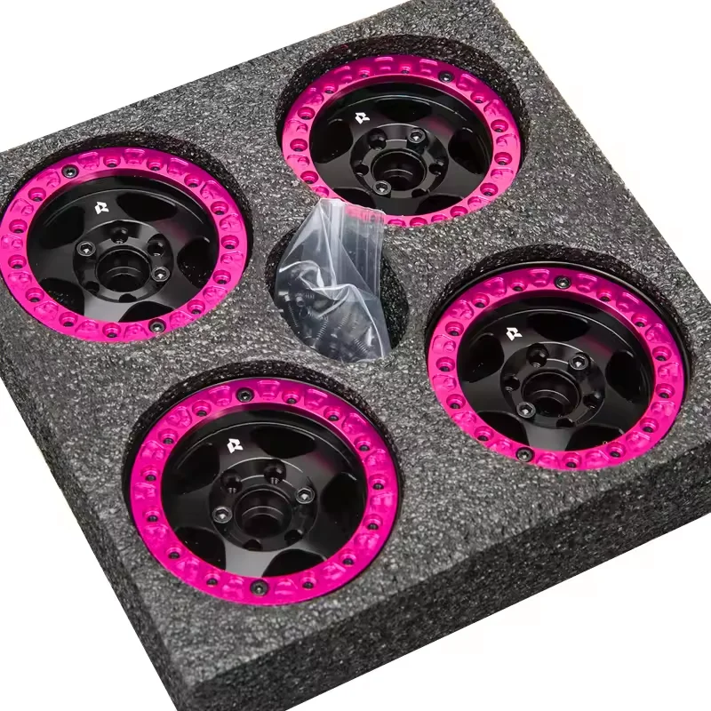 Pink RhinoRC 24.5mm Narrow Brass & Aluminum 127g 1.9" Beadlock Wheel Rim for 1/10 RC Crawler SCX10 TRX4 VS4-10 Gen8