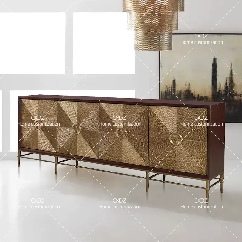 Light Luxury Dining Side Cabinet Retro Storage Decorative Cabinet for Living Room Entrance Hallway Furniture