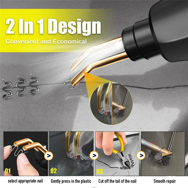 

BHTS-EU Plug, 1200 шт. пластиковый сварочный комплект для ремонта бампера, горячий степлер, сварочный комплект для пластика со скобами