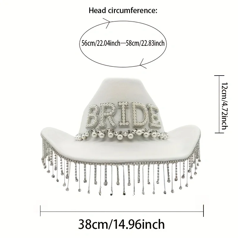 HongLuan White Wedding Costume Hat Adult, Cowboy Hats Rhinestone for Woman, Cowboy Cosplay Female Accessories & Cowgirl Cap