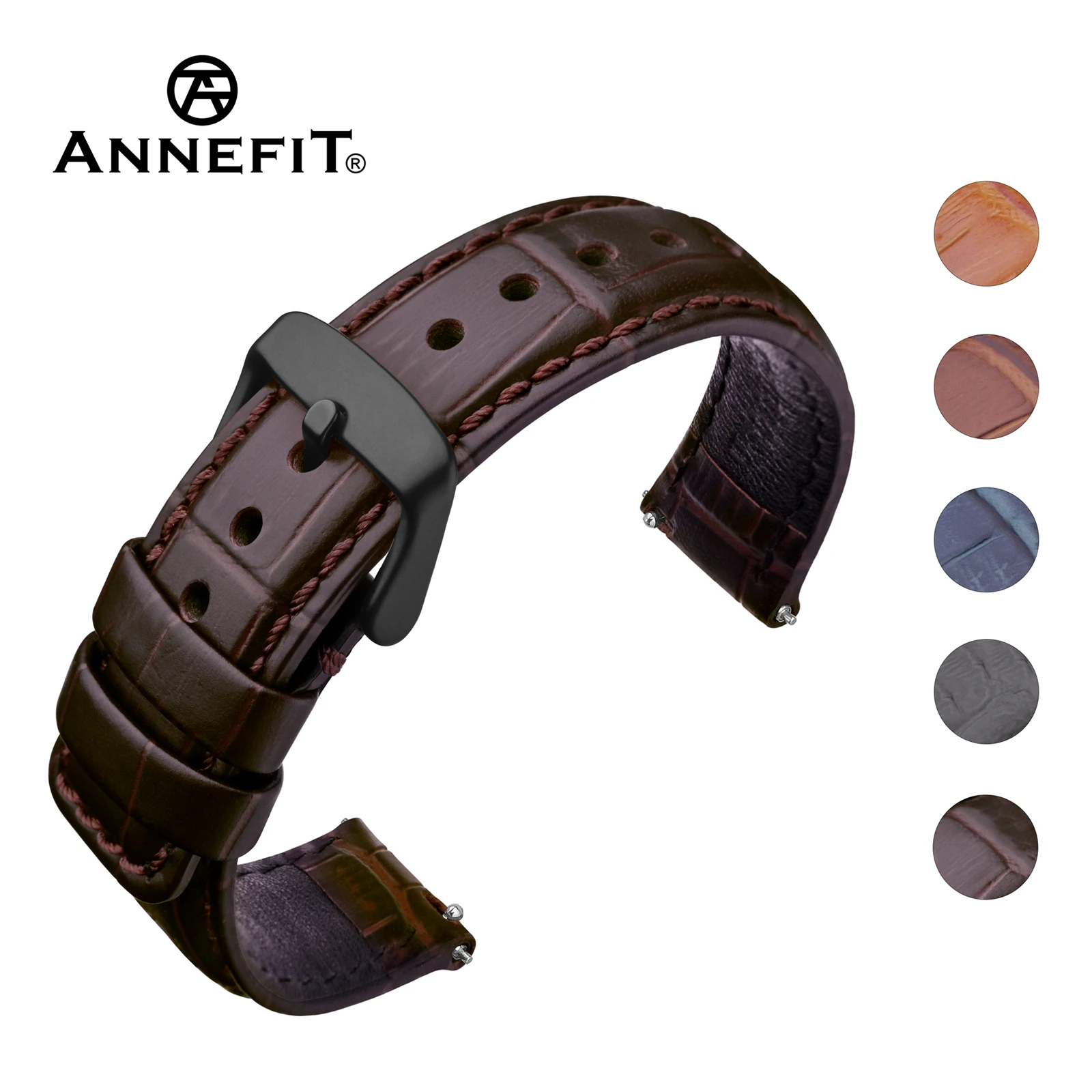 

ANNEFIT Leather Watch Strap,18mm 20mm 22mm 24mm Replacement watch Strap for men Suitable for Traditional Watches, Quick Release