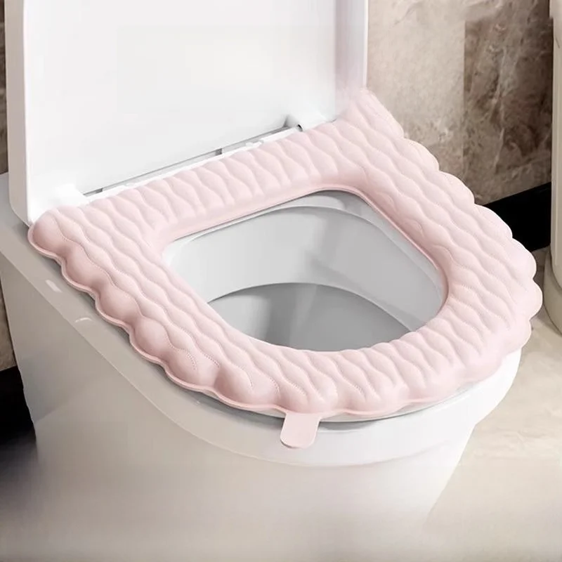 防水便座クッション-粘着タイプ-洗える-オールシーズン-家庭用便座カバー-マカロンカラー-和風-大人用浴室ツール