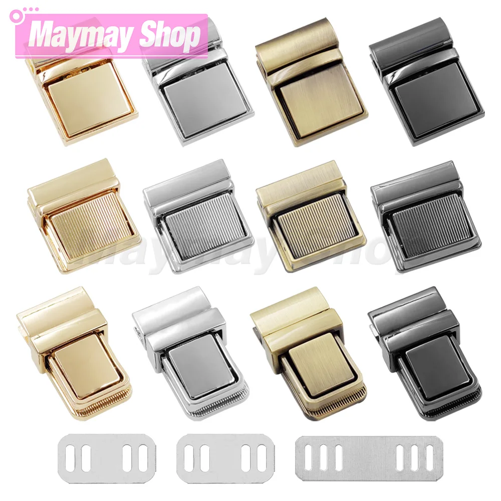 1pc Metal Square Turn Pressed Lock Briefcase Lock Clasp for Leather Craft Handbag Purse DIY Hardware Accessories