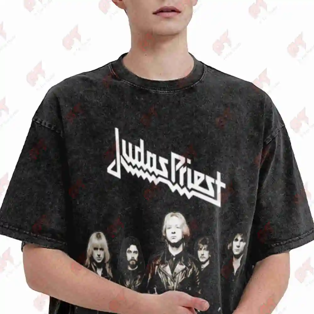 Judas Priest Heavy Metal Vintage Washed Tee Pure Cotton T-Shirt
