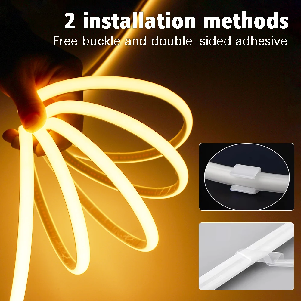 Striscia LED COB 220V, impermeabile IP65, striscia flessibile 220V, per camera, camera da letto, cucina e illuminazione da giardino esterno