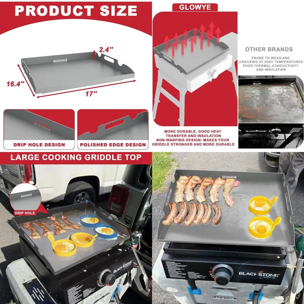 

17 Blackstone Flat Top Griddle Replacement for Models 1832, 1814, 1650, 1819, 1945 with Rear Grease Drain