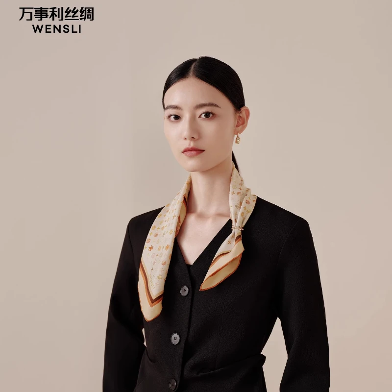 

Wensli Birthday Gift 2025 New Silk Scarf for Women Hand-rolled Edges Mulberry Silk Square Scarf