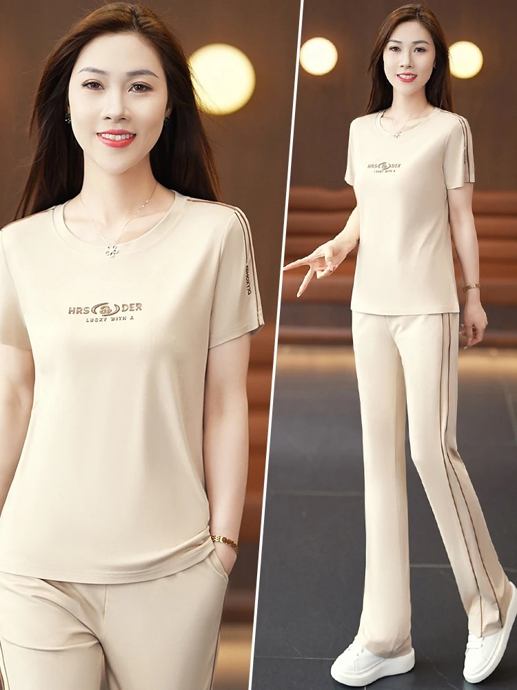 ice-silk-slim-fit-sportswear-set-for-women-summer-casual-wide-leg-pants-running-suit-ort-sve-two-piece-set-faionable