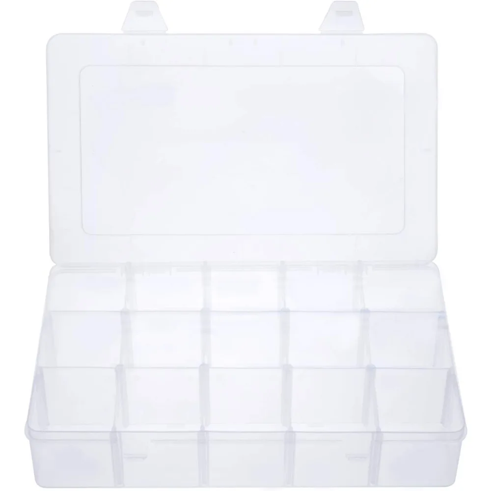 

15 large grid transparent plastic jewelry box storage containers with detachable partitions (15 grid transparent)