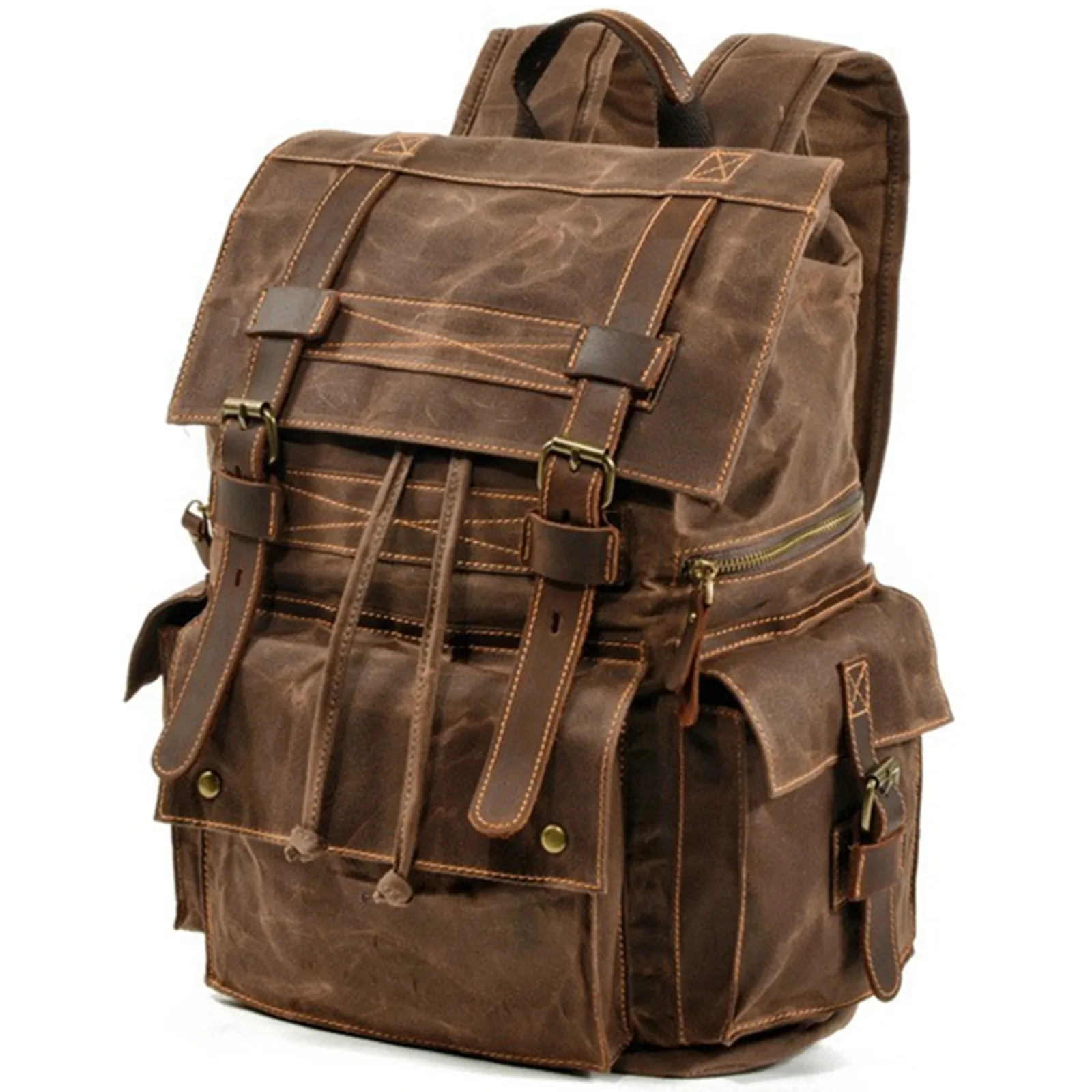 

Retro Waterproof Backpack Men Women Beeswax Canvas Travel Laptop Computer Bags Outdoor Leisure Hiking Mountain Handbag Schoolbag
