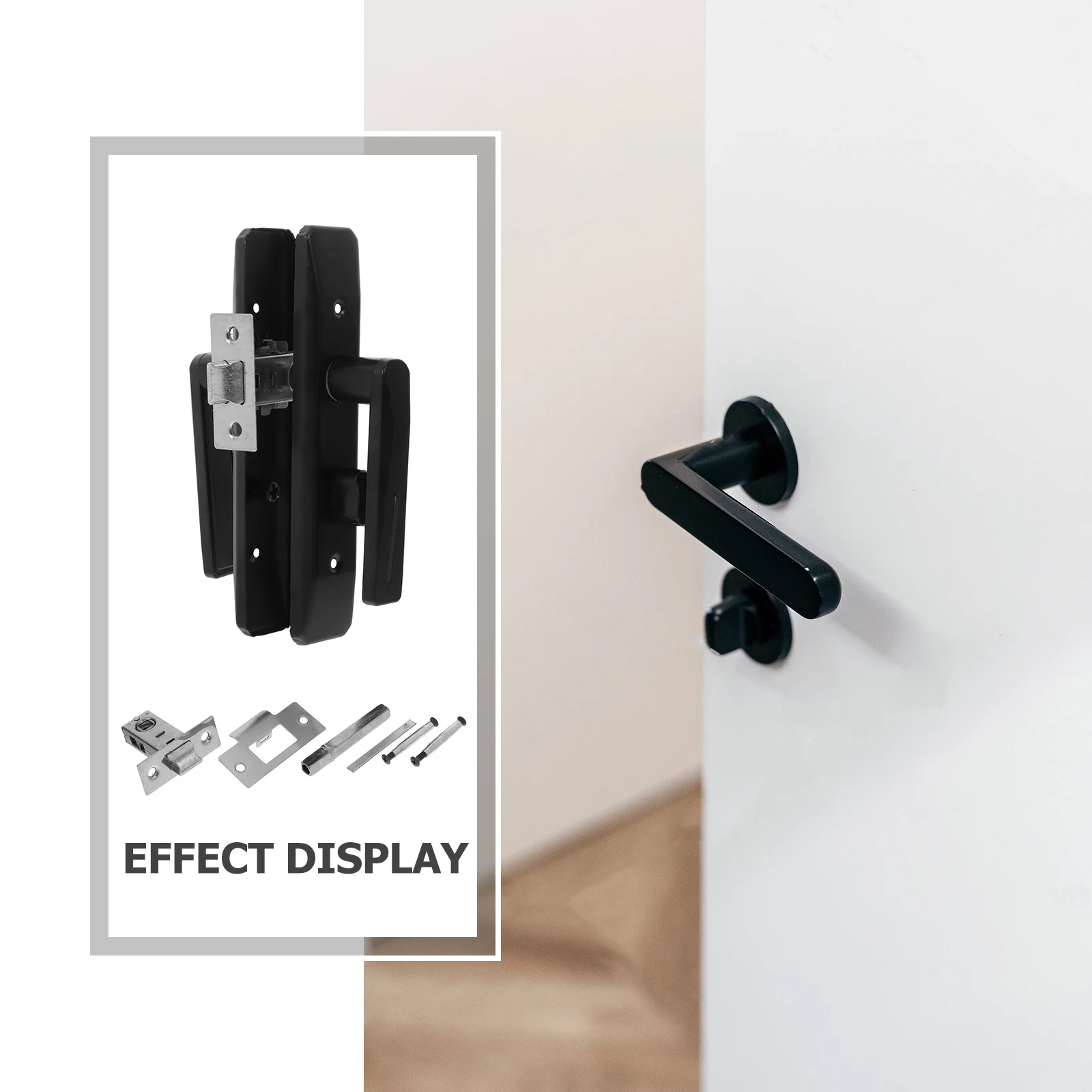 مقبض قفل الحمام أسود شديد التحمل بدون مفتاح مقبض باب الرافعة للخصوصية الداخلية مقبض باب الحمام الحديد عكسها ماتي #3