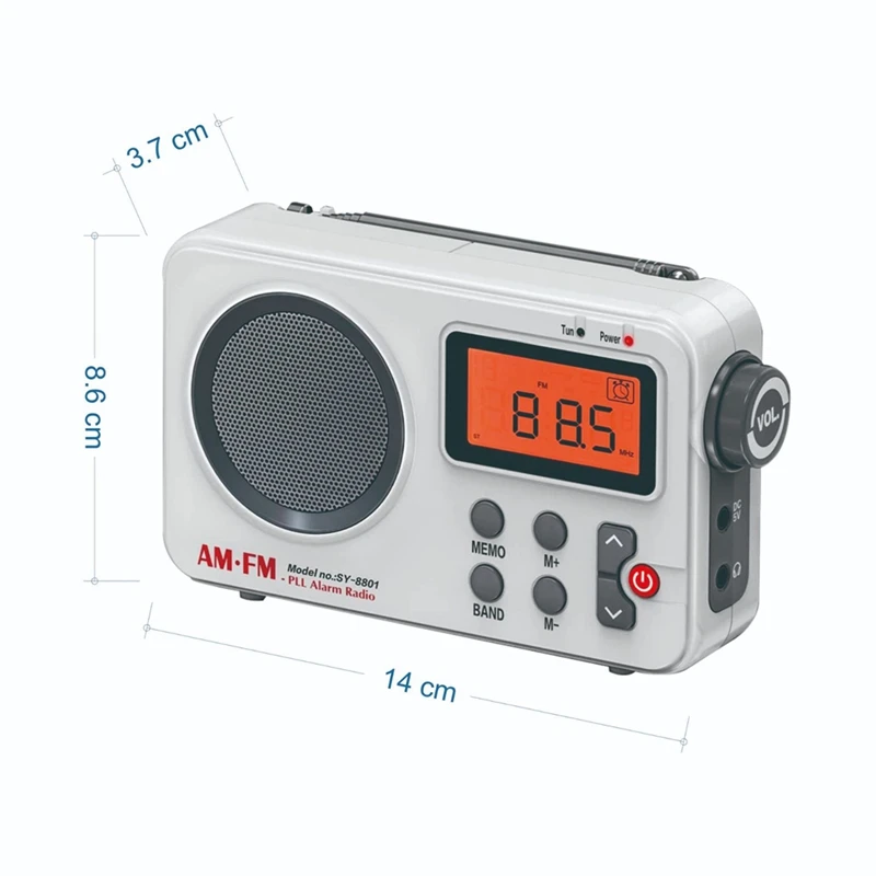 A73E-Portable AM/FM Radio, Digital Shower Radio, Mini Stereo Radio With Earphone Port & LCD Display, Headphone Jack Speaker