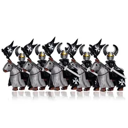 Medieval II Warfare Temple Teutonic Knights Templar Hospitaller with Holly Sepulchre War Horse Figure Building Block Kids Toys