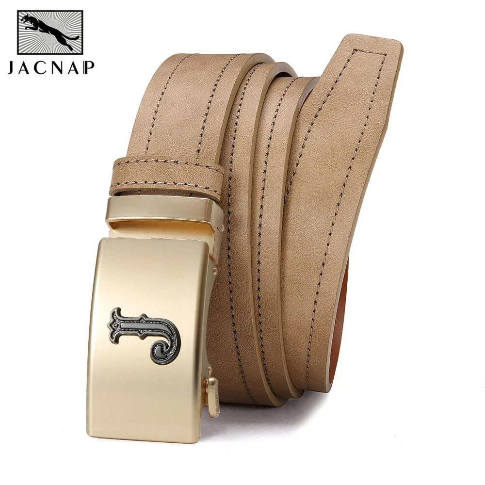

JACNAIP Famous Brand Business Belt Men Top Quality PU Luxury Leather Waist Strap Black Male Automatic Buckle Jeans Belts for Men