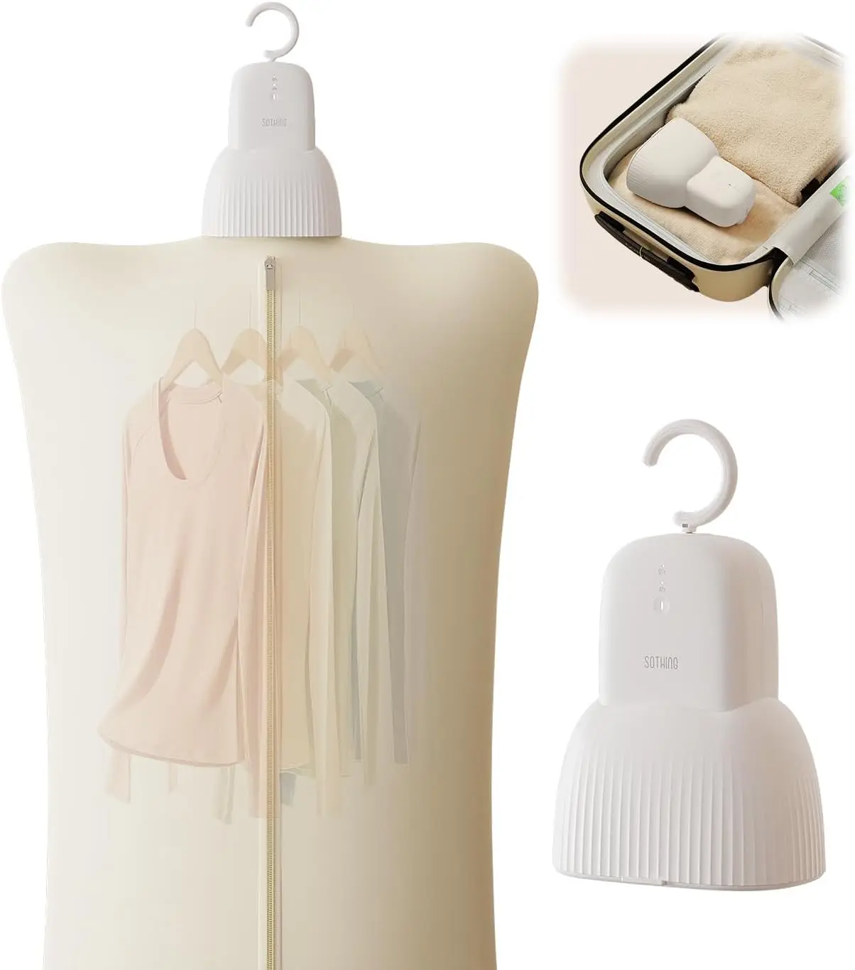 

Portable Travel Clothes Dryer, 48dB Mini Dryer with 3 Timer Settings, 140°F Temp, 120V