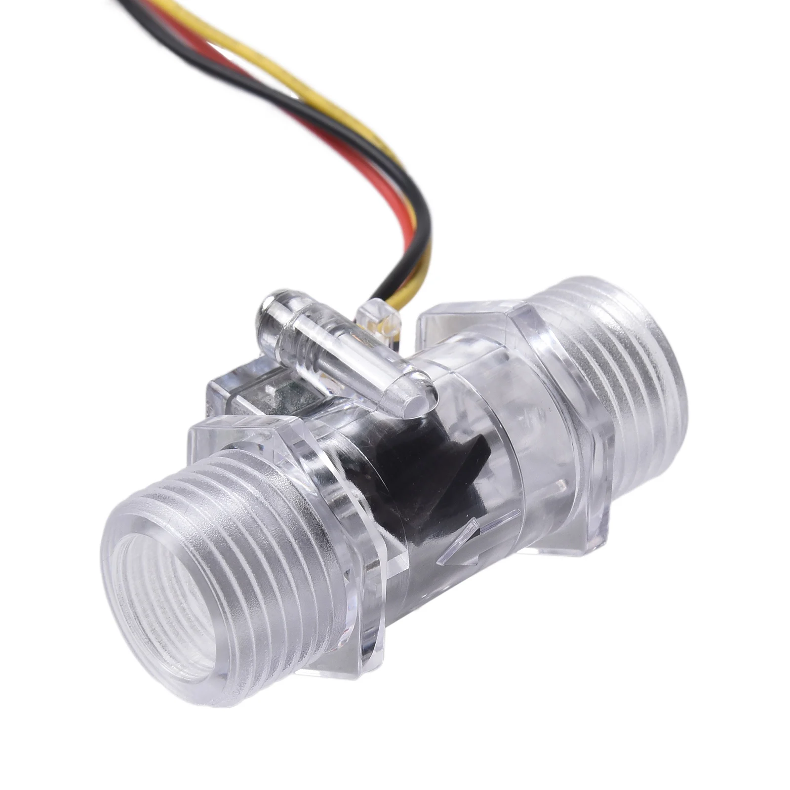 Water Flow Sensor Switch G1/2 Inch Tube Turbine Flowmeter Hall Effect Sensor Red IN Is Connected To The Positive Pole