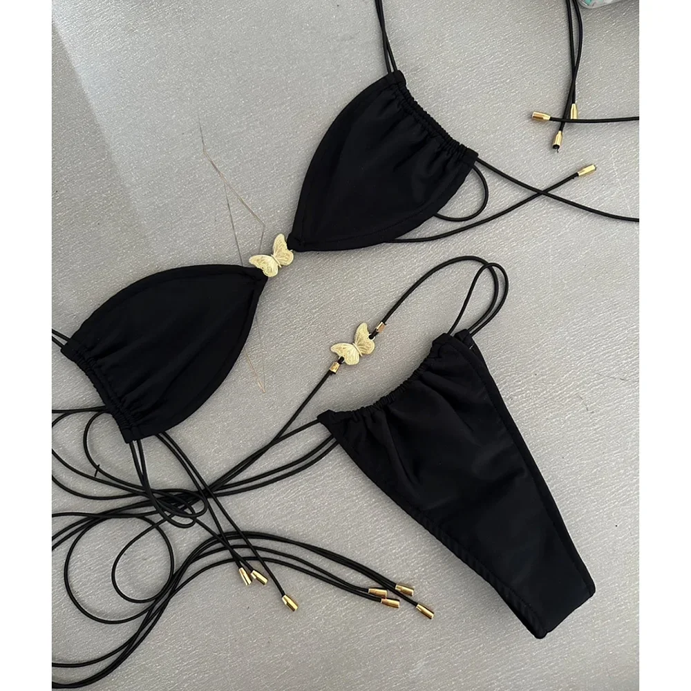 

Sexy Bikinis 2024 Swimsuit For Women Butterfly Swimwear Brazilian Bikini Set Biquini Female Swimuits Bandeau Black Beachwear