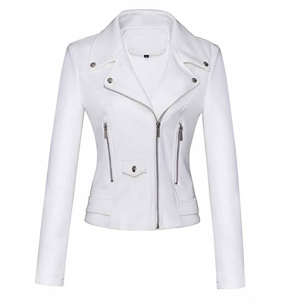 

Women's Short Slim Fit Suede Leather Motorcycle Jacket Fashion Outerwear for European And American Women