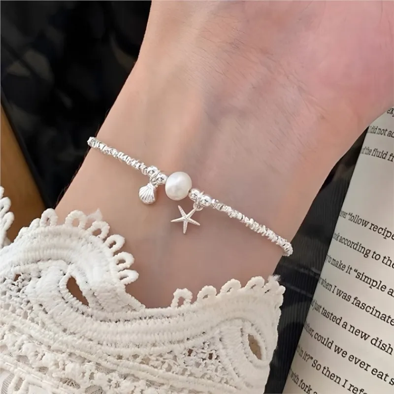 

VENTFILLE 925 Sterling Silver Starfish Shell Bracelet For Women Niche Aesthetic Versatile Texture Jewelry Gift Dropshipping