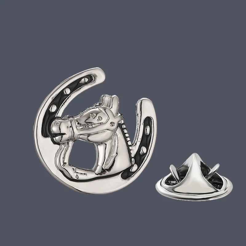 High end men\'s women\'s brooches Classic round animal horse head lapel pins hats scarves coats neckpins accessories jewelry gifts