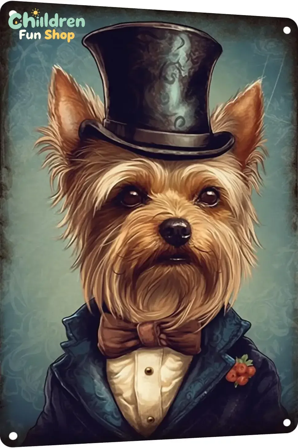 TopPacific Funny Metal Sign Yorkshire Terrier Blue Coat Tin Art Poster Home Bathroom Decor Animal Man Cave Vintage Wall Chris