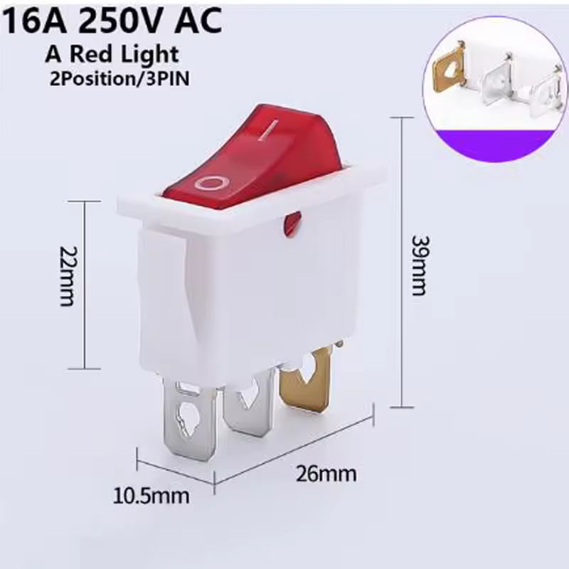 1PCS KCD3 Rocker Switch ON-OFF ON-OFF-ON 2 Position 3Pins Electrical equipment With Light Power Switch 16A 250V / 20A 125V AC - Image 8