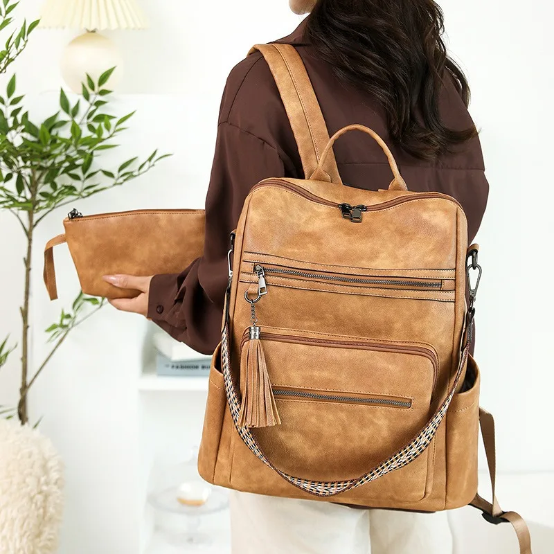 

Travel PU Leather Large Capacity Backpack Purse Carry on Backpack for Women Professional Waterproof Business Work Casual Daypack