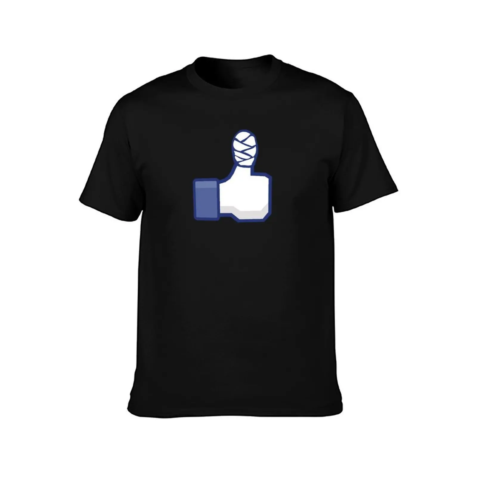 thumbs up, like, facebook, like it, bandage wrapped around an injured finger T-Shirt, Summer Casual Cotton Tee, Unisex Men Women