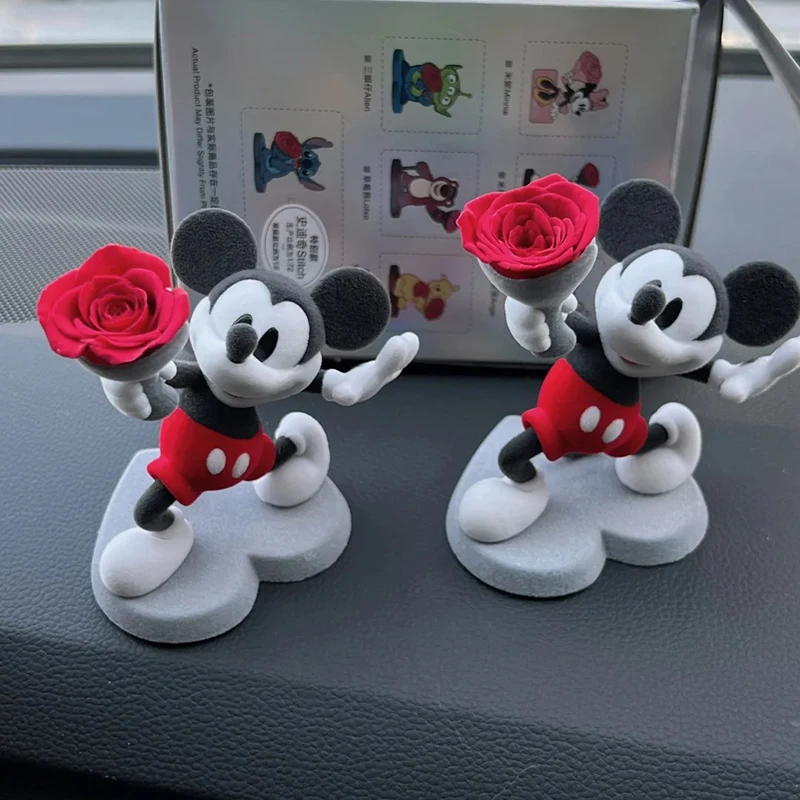 Disney Blind Box Kawaii Eternal Flower Mysterious Surprise Figure Stitch Pooh Mickey Minnie Mouse Model Valentine\'S Day Kid