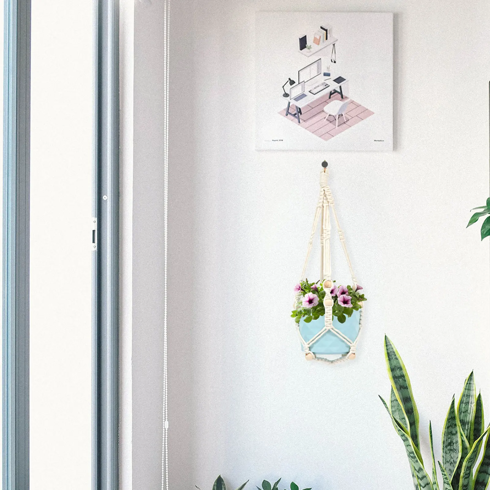 

3set Woven Flowerpot Hanger 3Sets Durable Plant Hangers Wall Hanging Handmade Net Bag For Indoor Outdoor Garden Decor