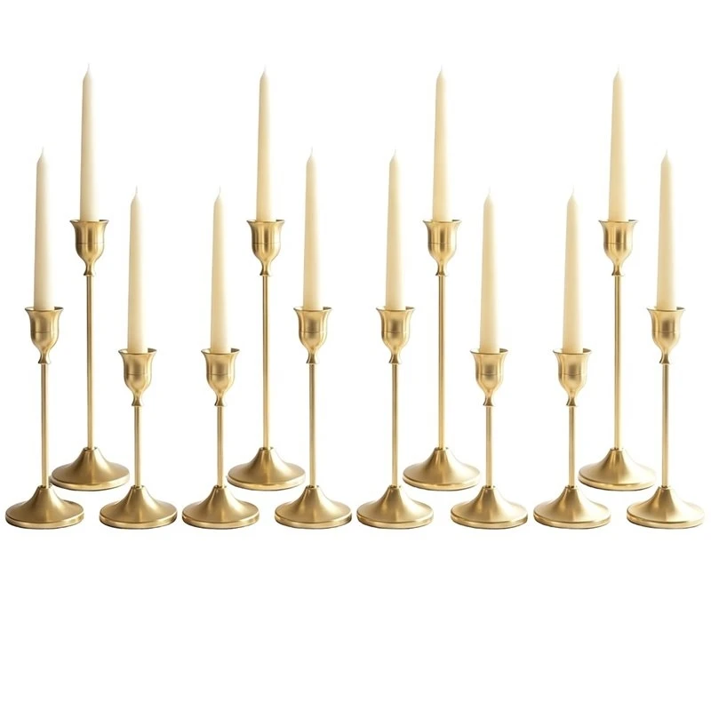 HGHO 12 Pcs Gold Candlestick Holders, For Wedding Tables Decor