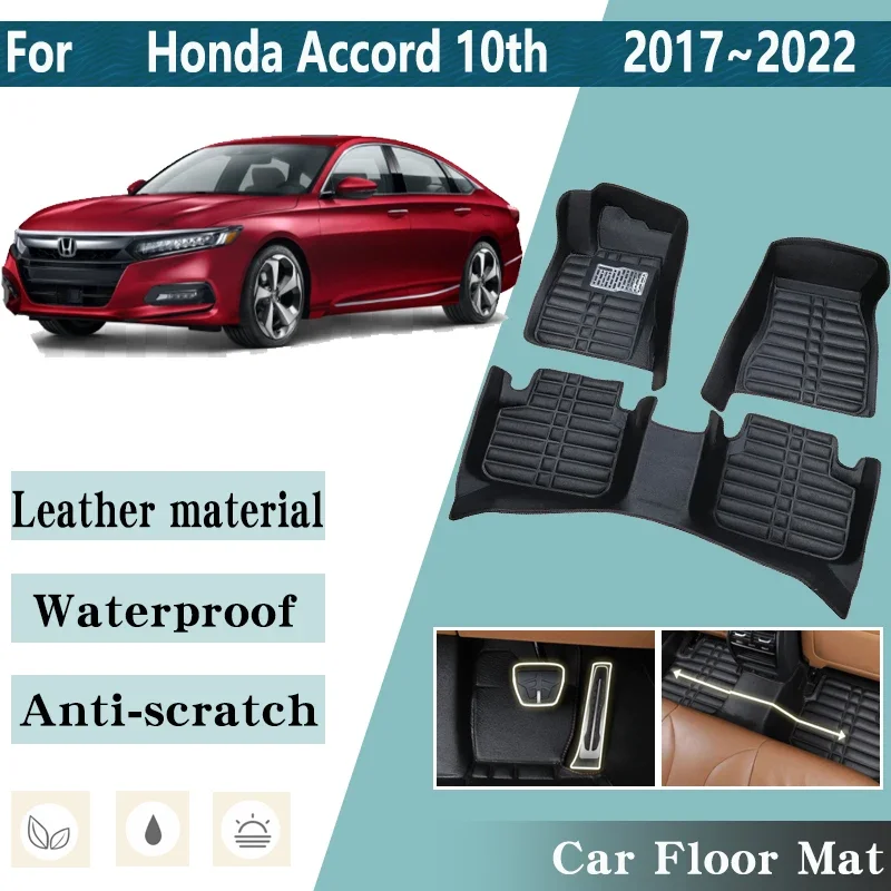 

LHD Car Floor Mat for Honda Accord 10th Gen MK10 Inspire 2017~2022 Foot Inner Liner Carpet Pads Custom Rug Car Accessories Mats