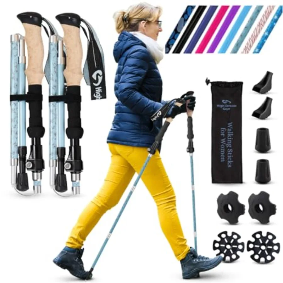 

Walking Sticks for Men and Women - 14.5" Foldable Hiking Poles for Backpacking, Exercising and Traveling, Set of 2 Aluminum Nor