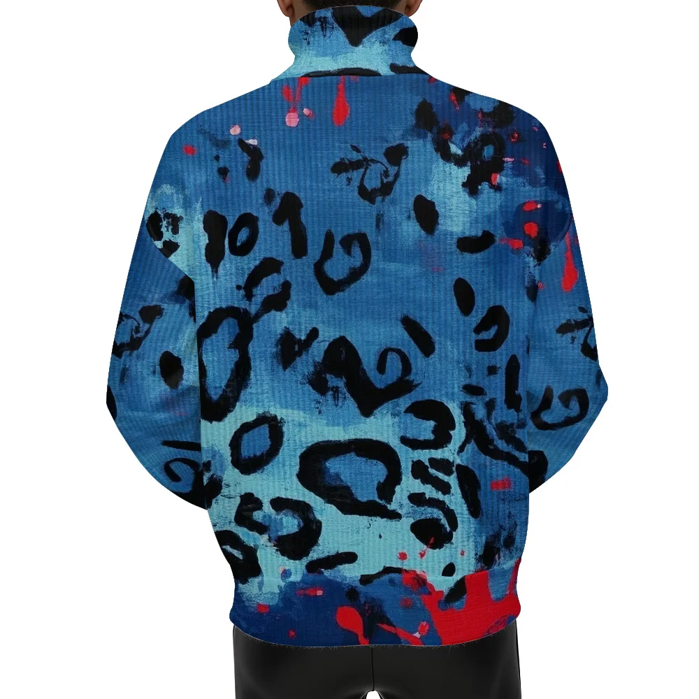 

Топы с высоким воротом и длинными рукавами, абстрактное искусство, свитера с леопардовым принтом, градиент цвета, дизайн брызг на зиму, модная мода унисекс