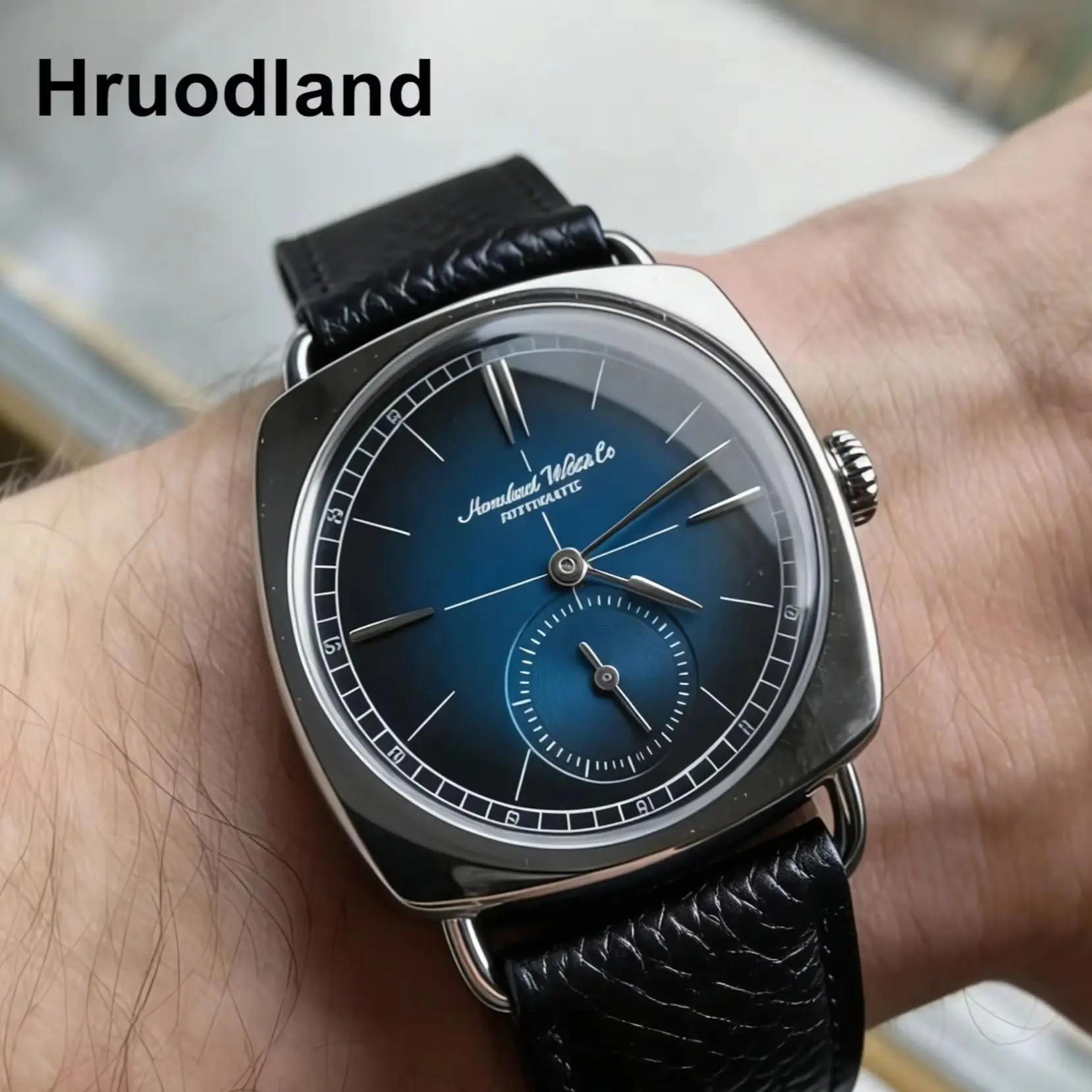 Hruodland 2026 NEW Men's 36mm Square Automatic Watch 10ATM Waterproof Seagull ST1701 Leather Strap Wristwatch F028 reloj hombre