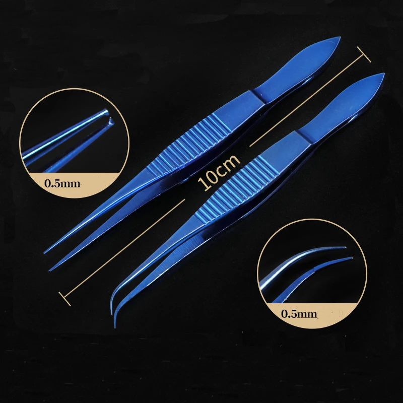 Double eyelid plastic surgery instrument Forceps Microscopic 10cm tissue forceps Head 0.5mm toothed eye forceps