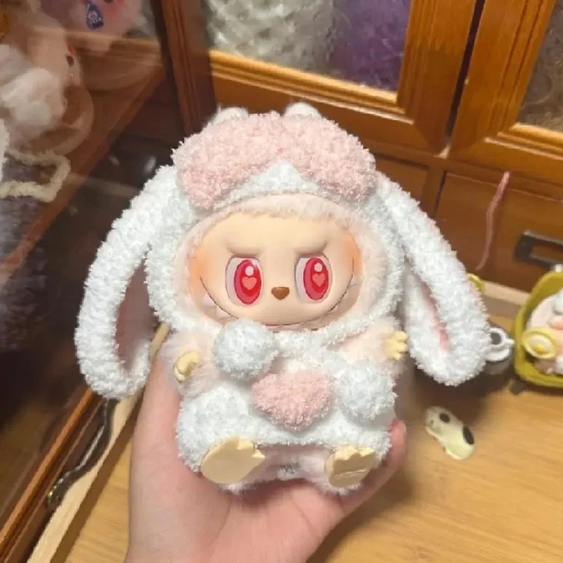 Accesorios para muñecas Labubu de 15-17cm, ropa DIY para muñecas, latido del corazón, disfraz de conejo peludo de orejas largas, vestido de dibujos animados, traje Labubu