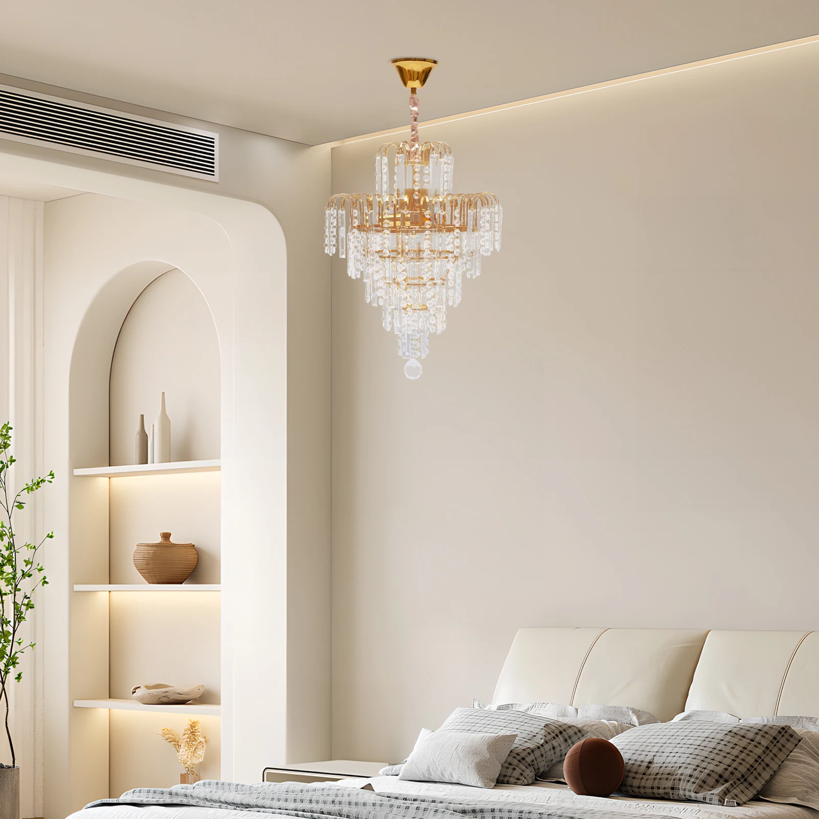 

LED Crystal Chandelier 40*55cm, 110v Modern Luxury Ceiling Light Lamp Pendant Fixture Lighting E14 for Bedroom, Dining Room, Living Room