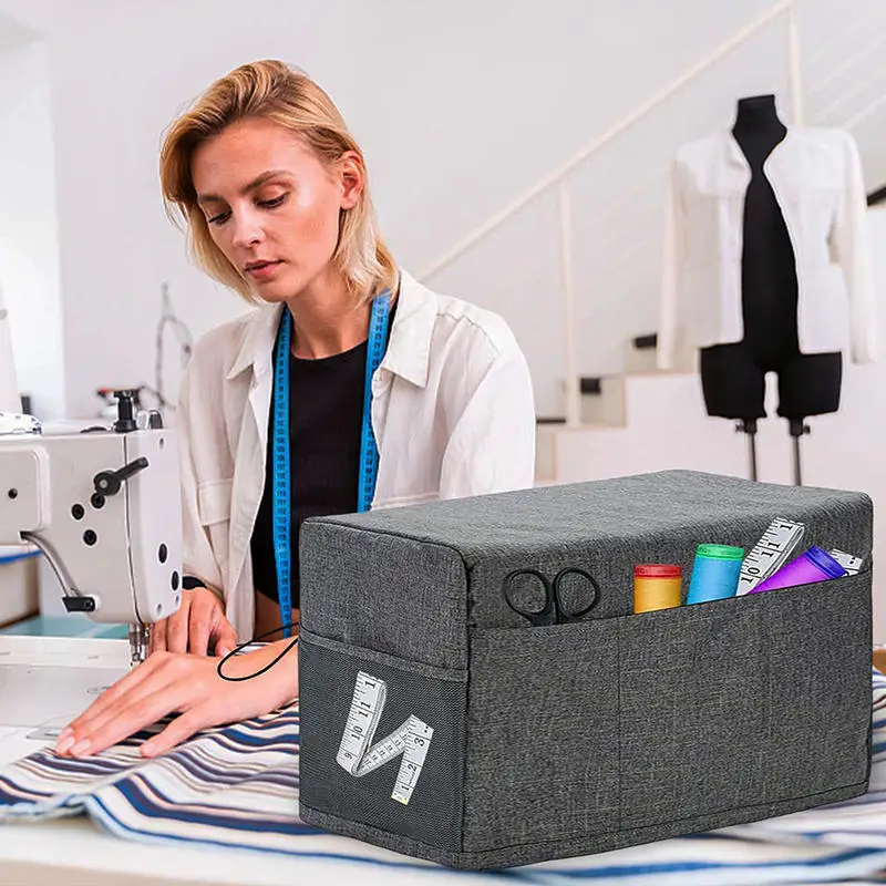 ماكينة خياطة غطاء غبار مع جيوب تخزين عالمية للحياكة مقص أقدام الضغط ماكينة خياطة منزلية واقية #3